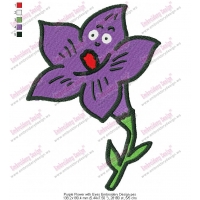 Purple Flower with Eyes Embroidery Design